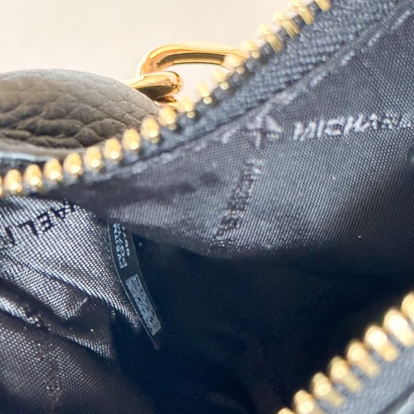 Michael Kors CORA MINI Zip Pouchette Shoulder Crossbody Leather Bag Black - Picture 13 of 14